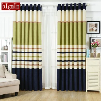 

Nordic Simple Style Chenille Fabric Shading Curtain Tricolor Stripe Curtains For Living Room Blackout Thicker Curtain Home Decor