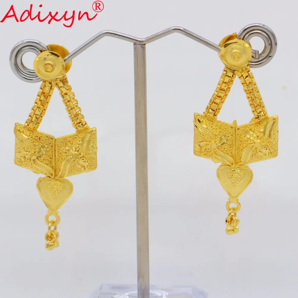 Ожерелье и серьги Adixyn из Индии комплект ювелирных изделий золотого цвета для