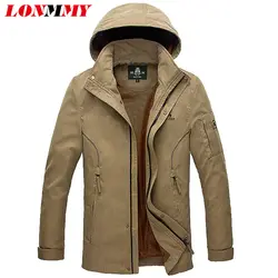 LONMMY М-3XL Капюшоном куртки мужчины Хлопок Капюшоном военный куртки мужские куртки Бренд одежды Повседневная 2016 Мужские куртки и пальто