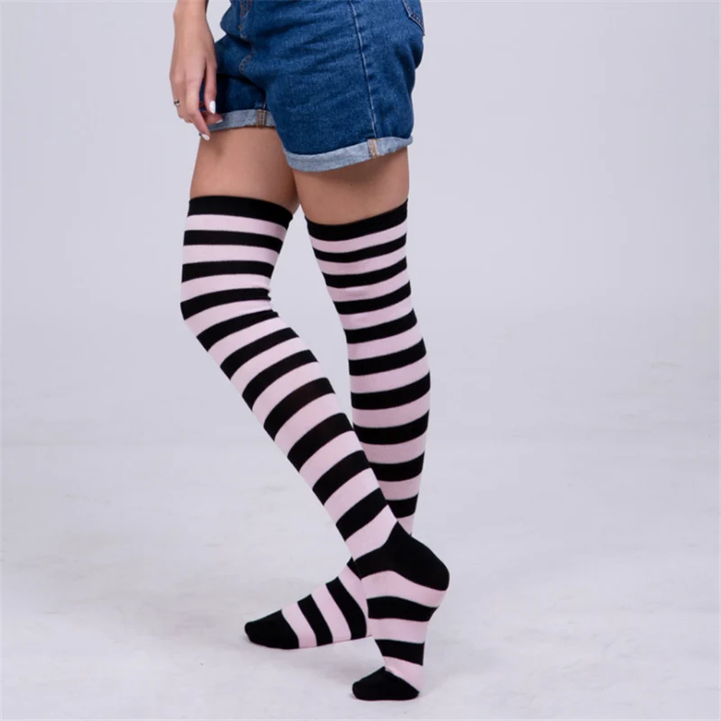 Knee Socks Girl Women Sexy Slim Striped Long Socks Autumn Christmas Halloween Easter Ball Party Costume Knee High Socks Women - Цвет: 51034