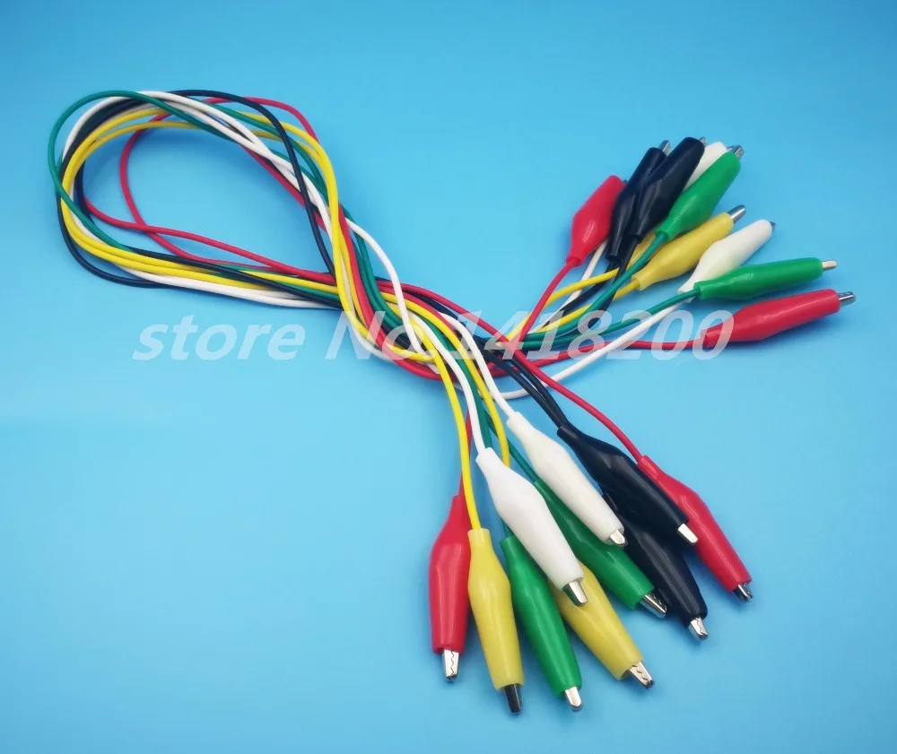 

50Pair 5-Colors Double Ended Cable Battery Alligator Testing Cord Clip To Banana Clamp Test Leads Lead Jumper Wire 50cm