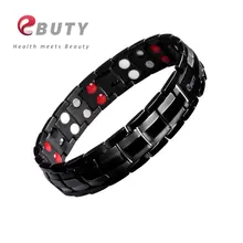 EBUTY 316L стальной браслет для мужчин Энергетический Браслет с 4 в 1 германий, отрицательных ионов, пихты и магнитный камень спортивные модные ювелирные изделия