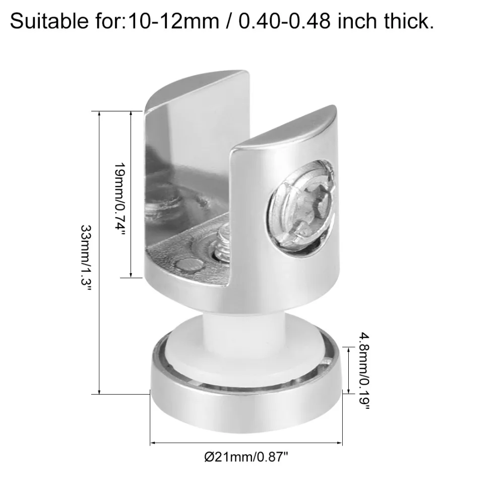 Uxcell 2 шт. односторонний Держатель для стеклянной полки цинковый сплав регулируемый зажим для стекла для 8-10 мм 10-12 мм полки поддержка 5,7x14 мм резьба