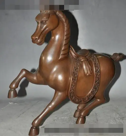 

S02188 12" China fengshui pure bronze animal zodiac horse Mounts Running success statue