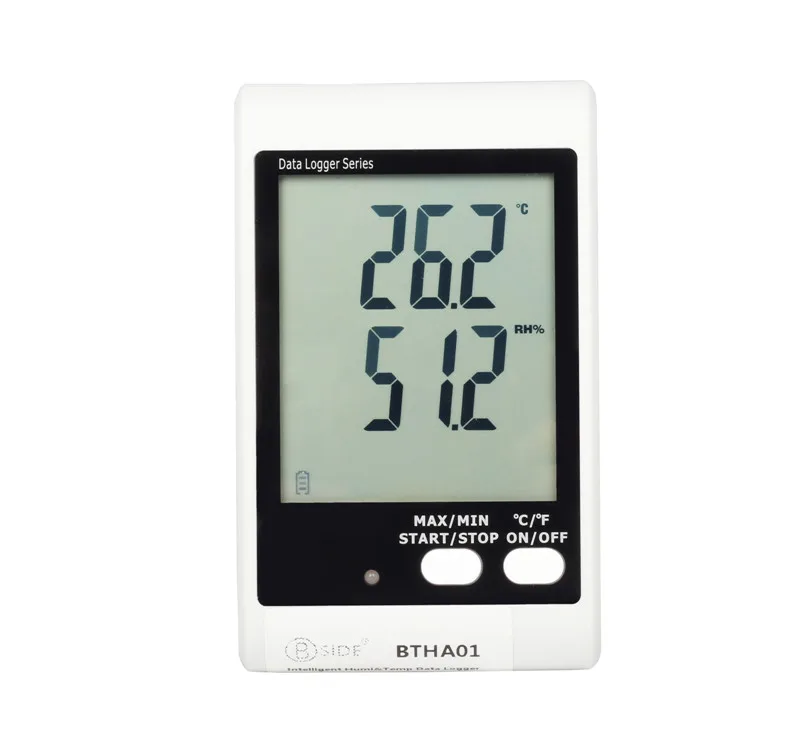 

BSIDE BTHA01 Temperature Humidity Data Logger USB w/ Built-in Probe Sound-Light Alarm Large Display Thermometer Hygrometer