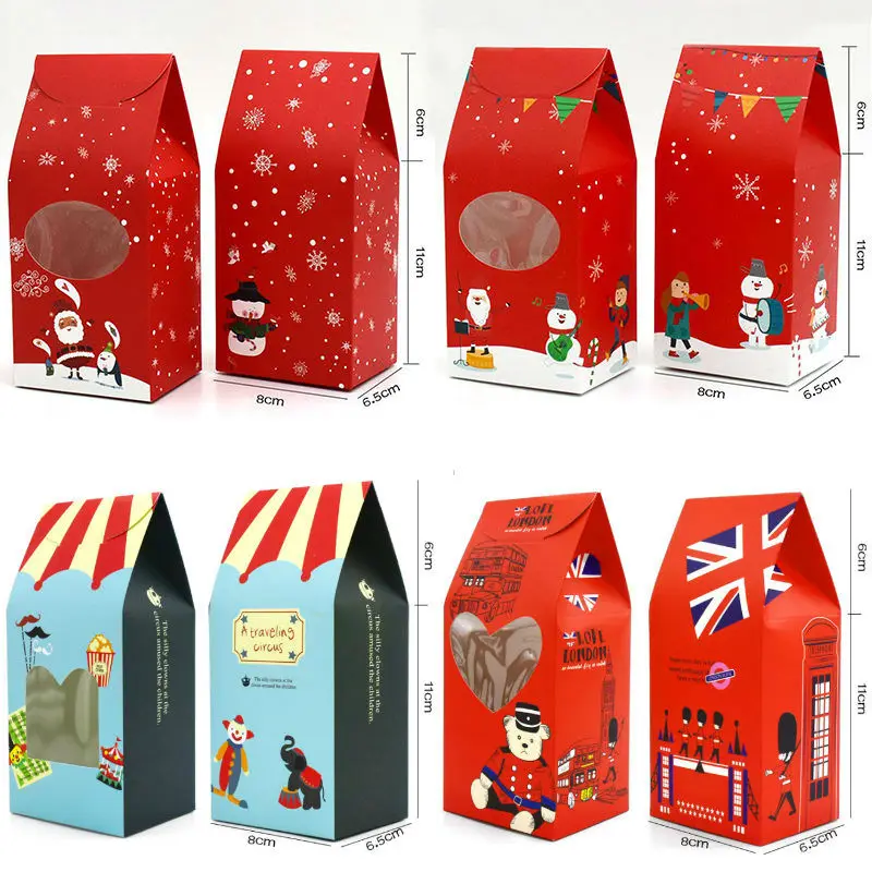10pcs Lot Santa Claus Snowman Circus Candy Box Xmas Gift Box