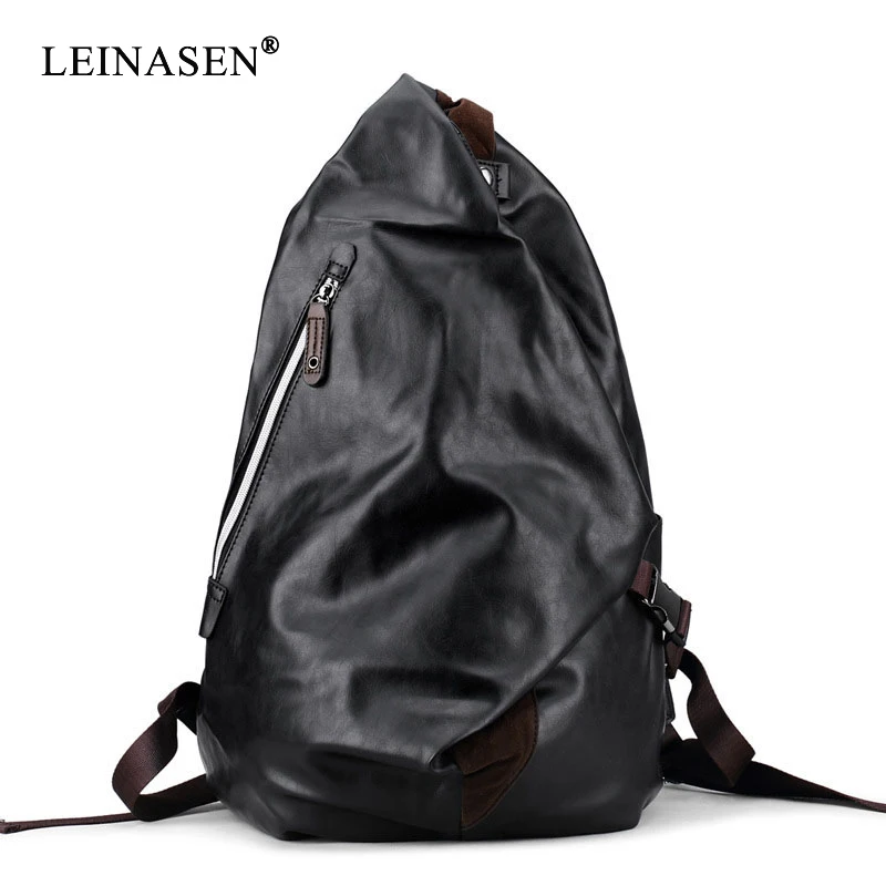 Beste Merk Mens zacht pu Lederen Rugzak Voor Reizen Casual Mannen Daypacks Lederen Travle Rugzak mochila Zwarte School Rugzakken