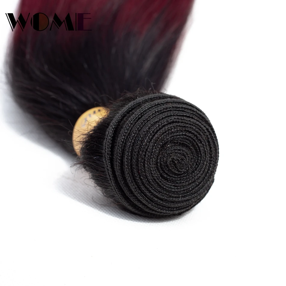 Wome Ombre Straight Bundles Human Hair Bundles With Closure Nonremy 1B/99j 3Pcs Brazilian Hair Weave Bundles With Closure Wome Ombre Straight Bundles Human Hair Bundles With Closure Nonremy 1B/99j 3Pcs Brazilian Hair Weave Bundles With Closure