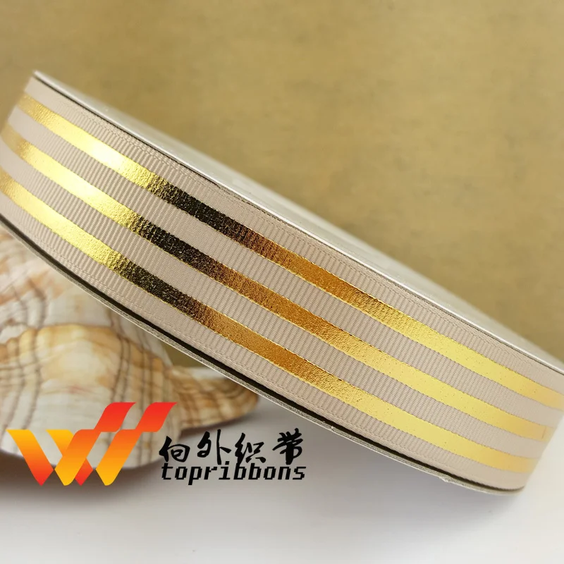 Buy Gold foil ribbon printed ribbon Stripe ribbon Free