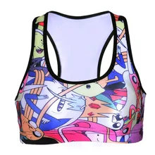 NEW 0038 Summer Sexy Girl Women comics Adventure Time 3D Prints Padded Push Up Gym Vest Top Chest Running Sport Yoga Bras