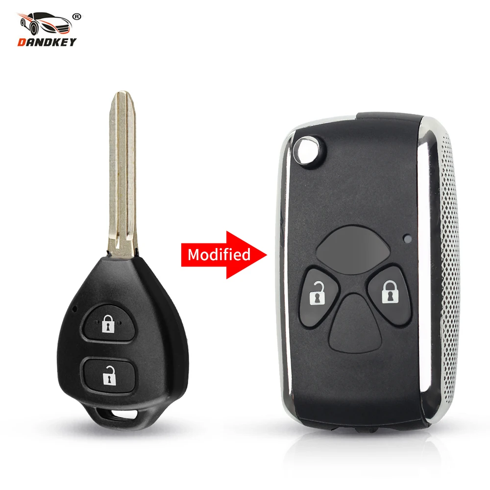 

Dandkey 2 Buttons Flip Modified Remote Key Shell For Toyota Corolla RAV4 Yaris Prado Camry Crown Avalon TOY43 Car Accessories