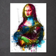 

Drop Shipping 1 Piece canvas painting HD Printed colorful Mona Lisa smile Painting Wall Picture For Living Room NK-57