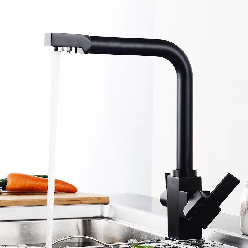 Fapully Black Brass Kitchen Faucet Mixer Sink Tap Cold and Hot Kitchen Modern Drinking Water 3 Way Filtered Faucet Mixer 574-33 Fapully Black Brass Kitchen Faucet Mixer Sink Tap Cold and Hot Kitchen Modern Drinking Water 3 Way Filtered Faucet Mixer 574-33