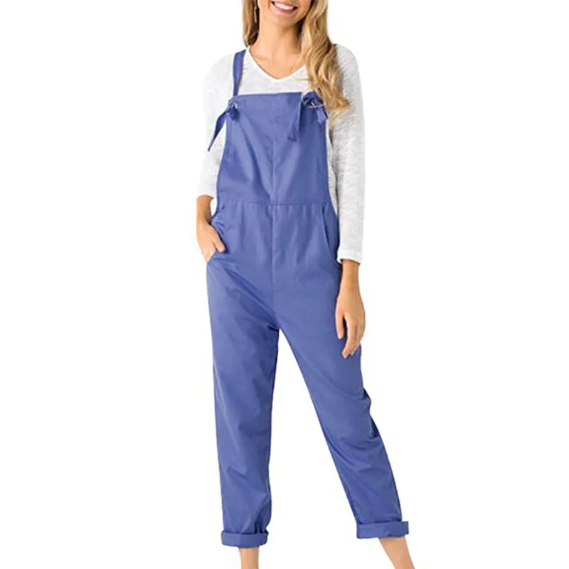 2018 Rompers Womens Autumn Jumpsuits Casual Vintage Sleeveless Backless Casual Loose Solid Overalls Strapless Paysuits Plus Size Jumpsuits and Playsuits