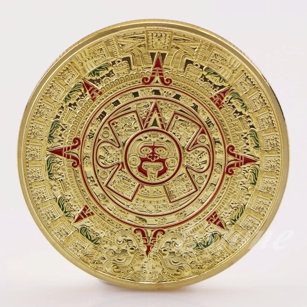 Монета Золото Посеребренная Майя ацтекский ПРОРОЧЕСТВО КАЛЕНДАРЬ памятная монета художественная коллекция подарок