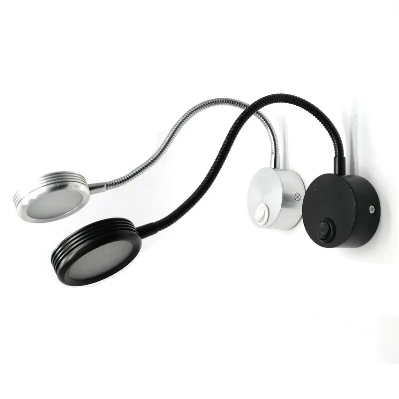 LED Wall Lights With Knob Switch 3/5/7W AC90 260V Silver Bedroom