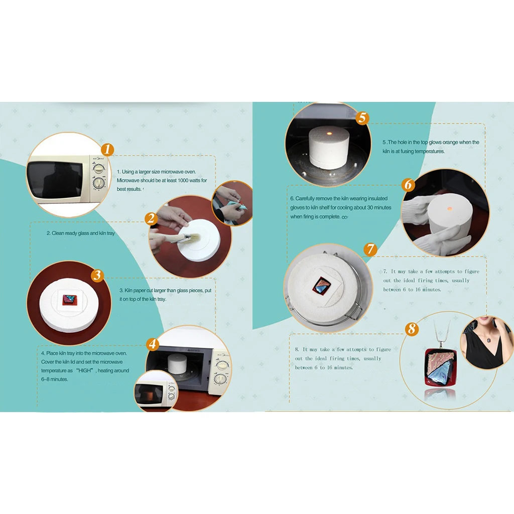 10pcs/Set Microwave Kiln Kit Glass Fusing Kit DIY Fusing Jewellery Pieces and Embellishments