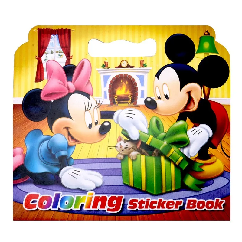 

New 16 Pages Mickey Mouse Coloring Sticker Book For Children Adult Relieve Stress Kill Time Graffiti Painting Drawing Art Book