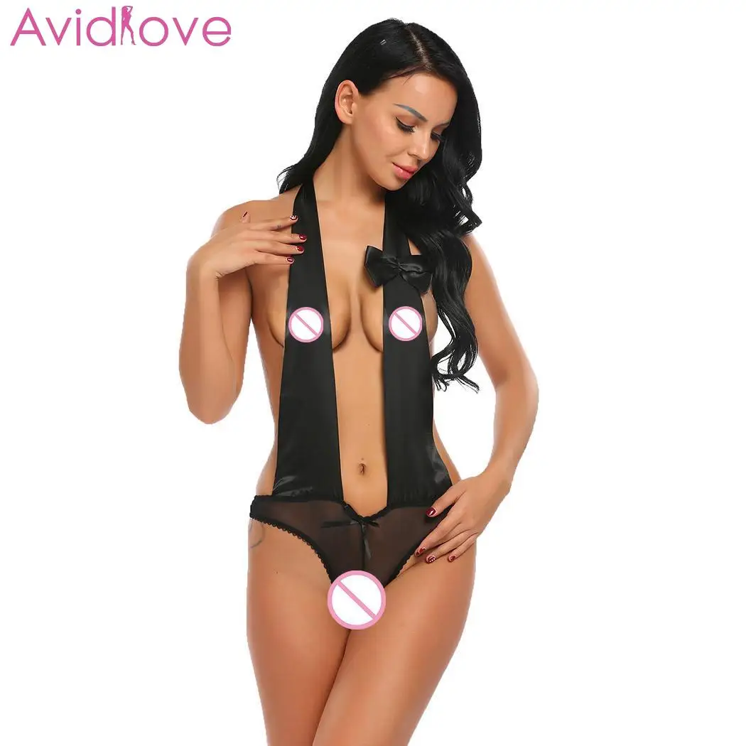 

Avidlove Women Bodystocking Nightwear Body Suit One Piece Bodysuit Lingerie Set Sexy Bodydoll Lace Tie Halter Floral