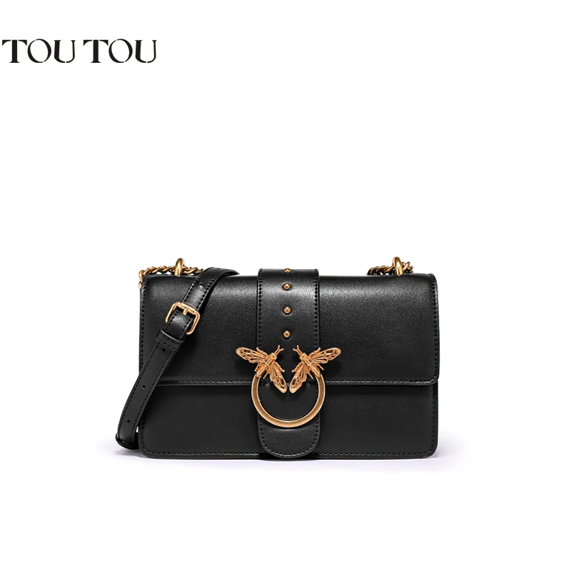 

TOUTOU chain women's new 2019 bag red little black bag simple joker chic chain bag single shoulder free shipping