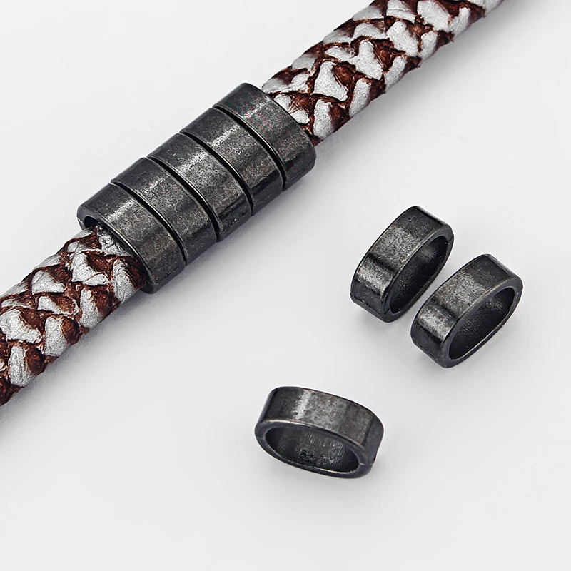 

15pcs Fashion Spacer Gun Black Slider Beads Spacer for 10*6mm Licorice Leather Cord Bracelet DIY Jewelry Making Accessories