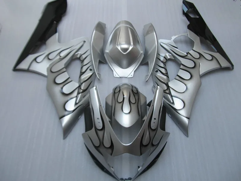 

Injection mols Fairing kit for SUZUKI GSXR1000 05 06 GSX-R GSXR 1000 K5 2005 2006 Black flames silver Fairings SET SD21