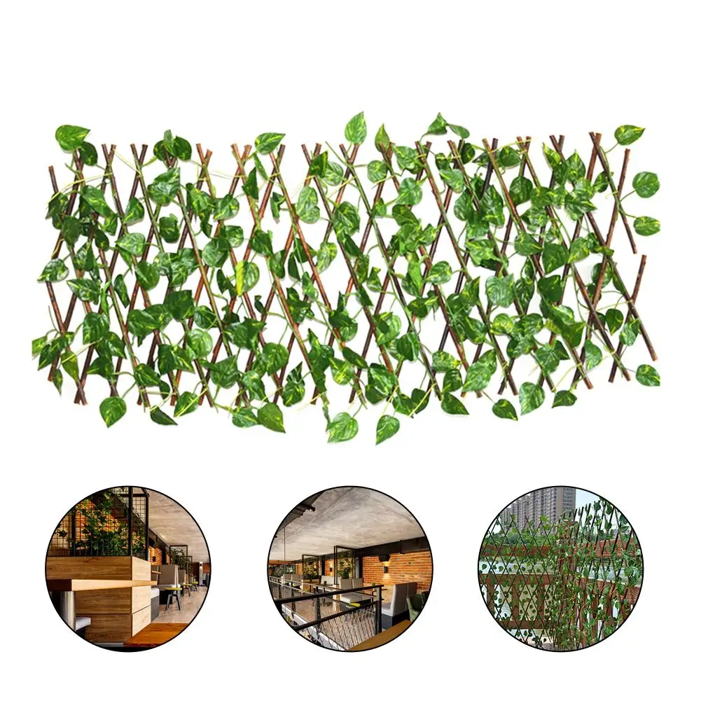 

40cm Holiday Activity Arrangement Green Vine Artificial Plants Adjustable Fence Mall Decoration Wood Fence Balcony Wooden Fence