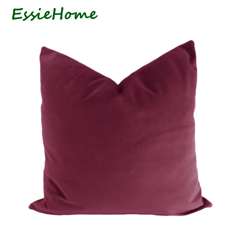 

ESSIE HOME Luxury Cotton Matte Wine Red Velvet Cushion Cover Pillow Case Lumber Pillow Case Purple Velvet Dark Red