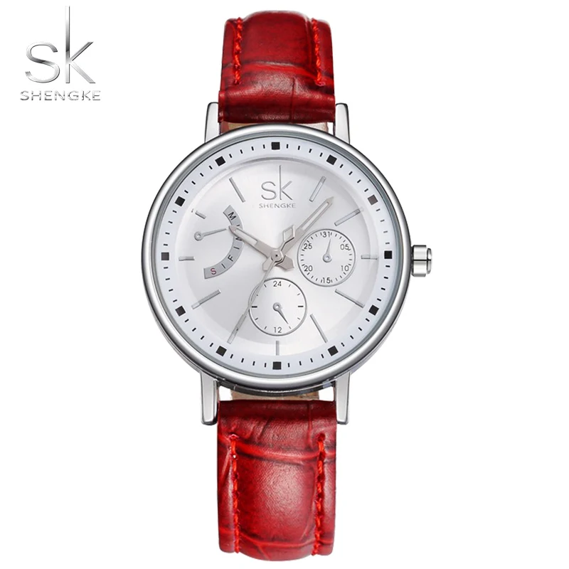 SK брендовые ЖЕНСКИЕ НАРЯДНЫЕ Часы Montre Femme с кожаным ремешком, модные кварцевые часы, аналоговые наручные часы, женские часы Reloj Dama