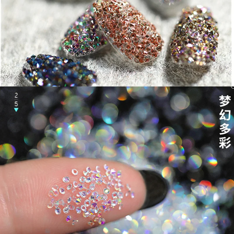 Купить 1 получить бесплатные 1 кристалл 1,1 мм Pixie кристалл ногтей горный хрусталь стекло Micro Стразы для 3D ногтей украшения маникюрные