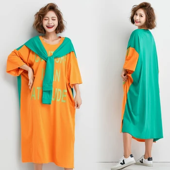 

Oversized Clothes For Women Plus Size Loose Letter Print Long T Shirt Dress Lady Summer New Casual Dresses Female Tunic Vestidos