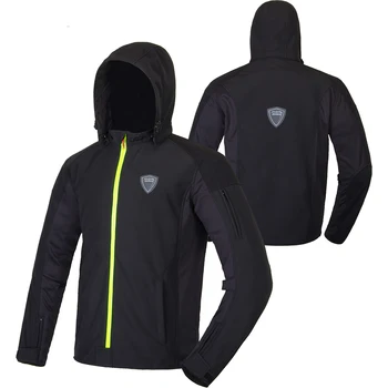 

BENKIA Motorcycle Unisex Reflective Jersey Sports Racing Jacket Winter Warm Windbreaker With Removable Hood Motocross Wind Coat
