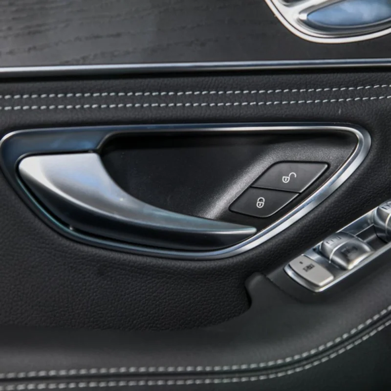 4 шт. углеродного волокна салона дверные ручки чаши чехол накладка наклейки для автомобиля Mercedes C Class W205 C180 C200 GLC аксессуары
