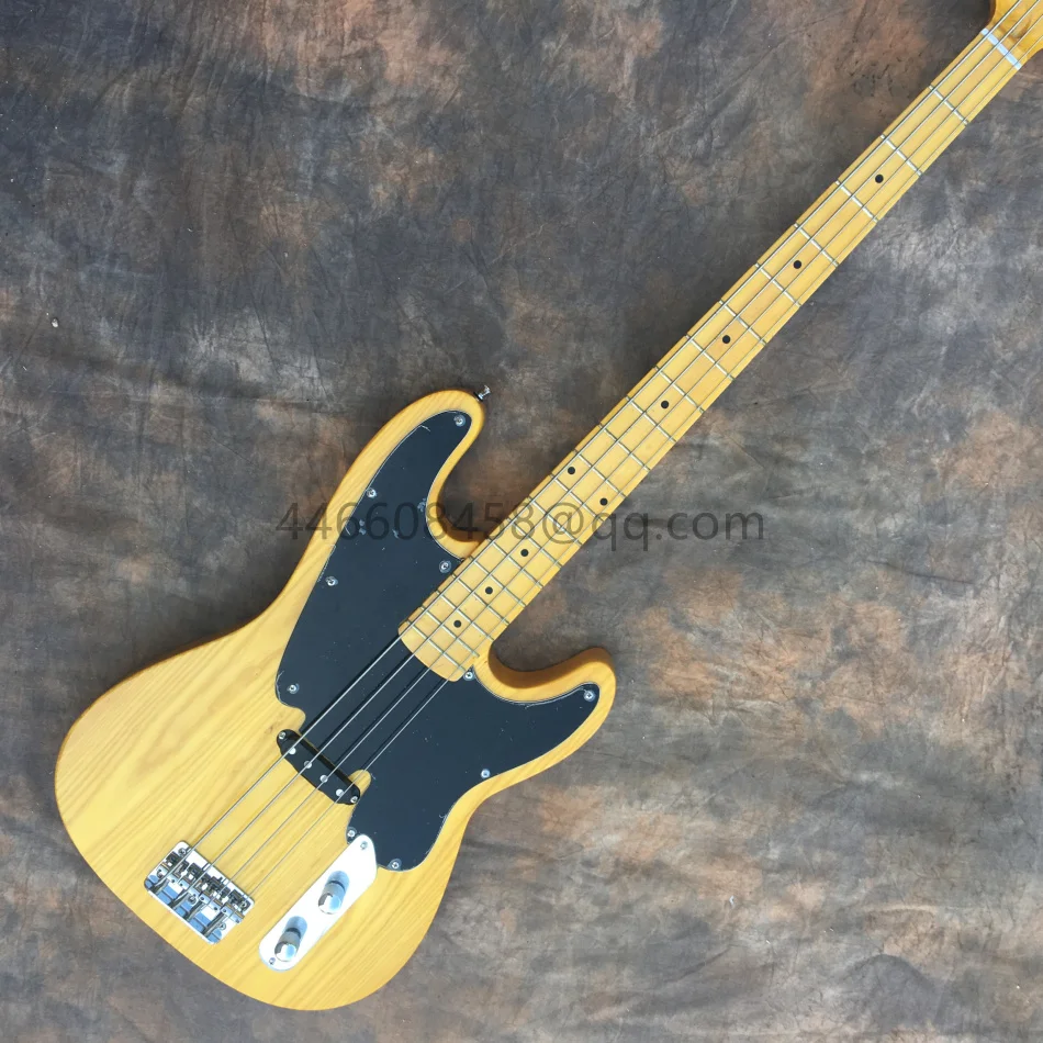 

Free shipping Factory custom good Sound effect new bass guitar fingering custom made 4 strings musical NO.1 yellow Color gift