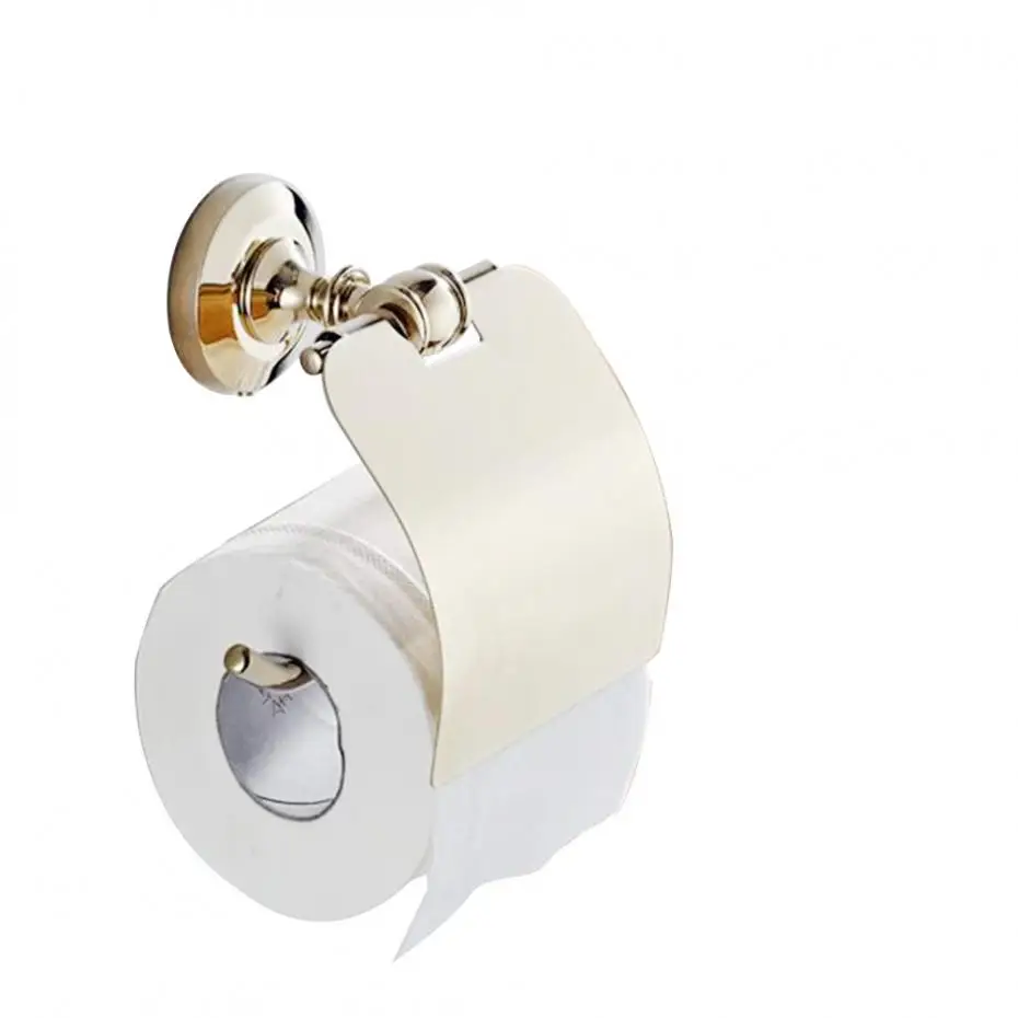 

Antique Polished Wall Mounted Toilet Paper Holder Luxury Zirconium gold Copper Toilet Paper Rack Bathroom Hardware Set