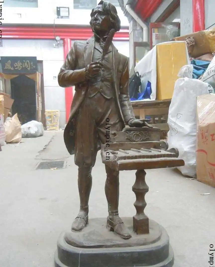 

31" China bronze marble carved Fryderyk Franciszek Chopin Sculpture statue