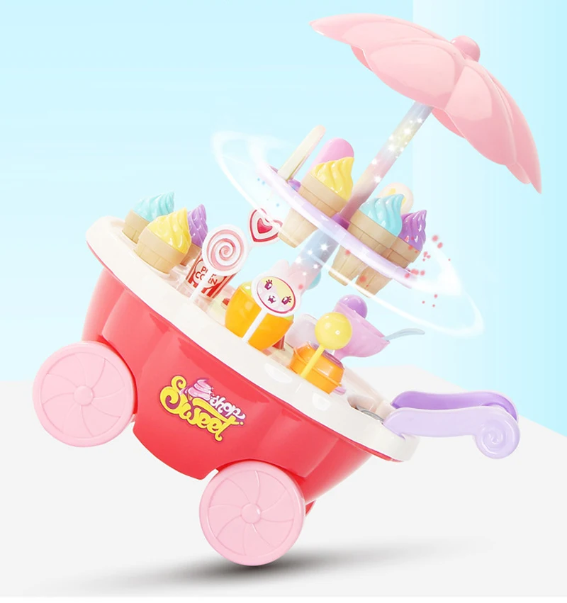 QWZ ролевые игры кухонные игрушки режущий торт ко дню рождения еда для детей мороженое конфеты автомобиль с светильник музыка игрушка для девочек Подарки