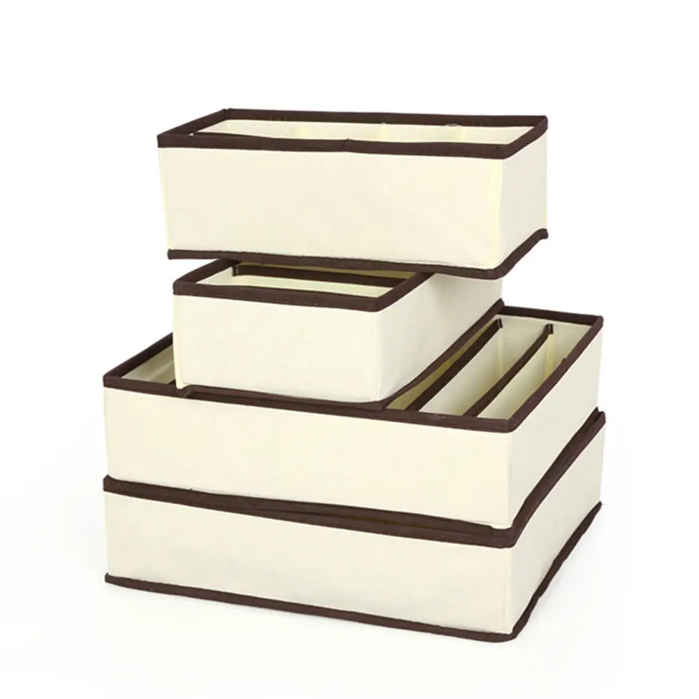 Fashion 4PCS Storage Boxes Underwear Drawer Lidded Closet Organizer Interior Organizador For Ties Socks Shorts Bra