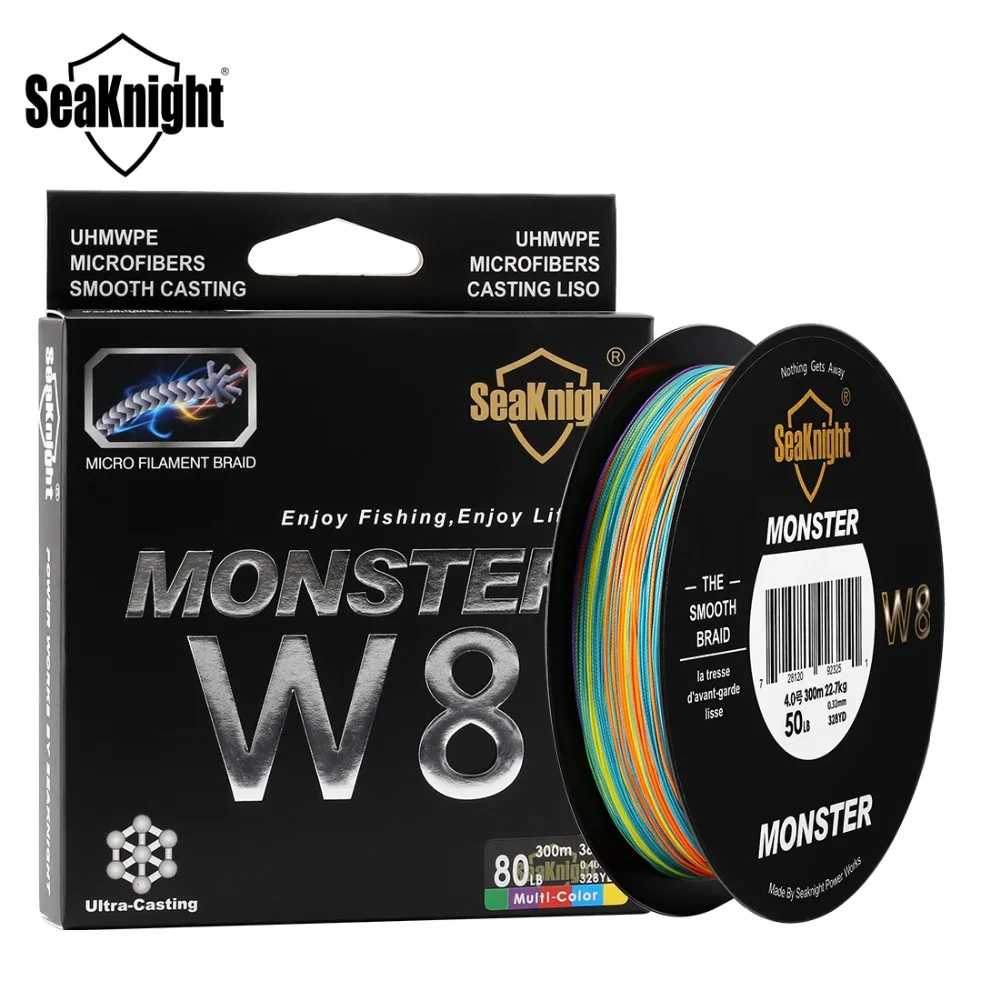 

SeaKnight Monster W8 Multicolor 300M Braided PE Fishing Line 8 Strands Multifilament Fishing Line Strong 15 20 30 40 50 80 100LB