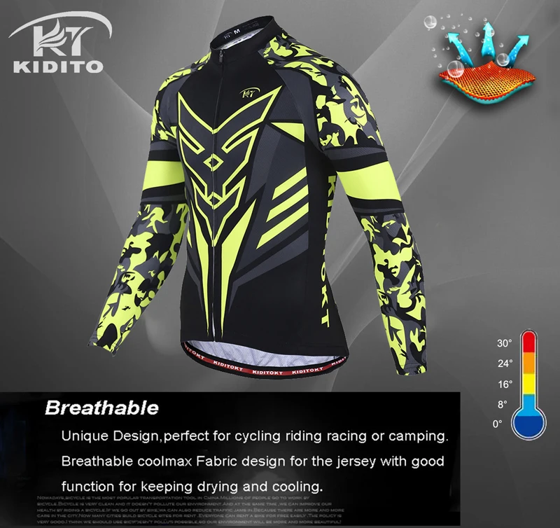 KIDITOKT новая одежда с длинным рукавом про нагрудник на велосипеде указан дышащий для велоспорта Костюмы костюм велосипедиста MTB Одежда для мужчин