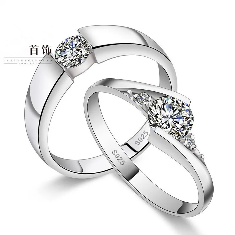 Factory wholesale silver rings couple rings Korean fashion wedding ring