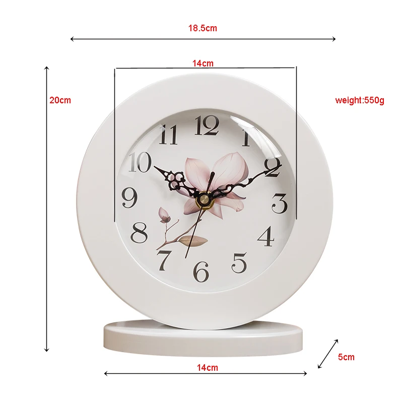 6 Inch White Classic Wooden Silent Table Clock Retro creative Art Desk Clock Home decro