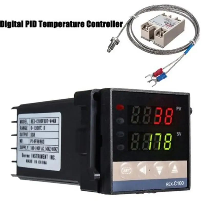 Цифровой Температура контроллер 0-1300 Температура REX-C100 интеллигентая(ый) Температура контроллер типа K зонд Сенсор