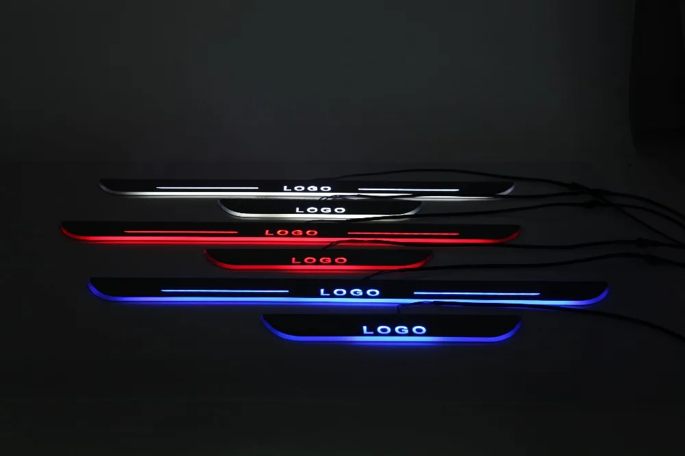 

eOsuns LED moving door scuff Nerf Bars & Running Boards door sill light plate overlays linings for mazda series
