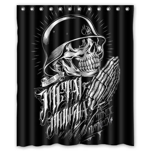 Custom Metal Mulisha Skull Shower Curtain Black Fabric Polyester