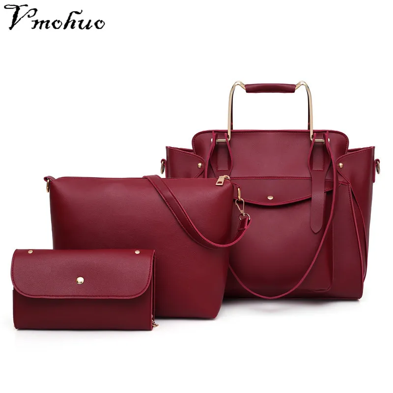 

VMOHUO 3pcs/set Women Composite Bags Ladies Top-handle bag PU Leather Female Shoulder Bag Large Capacity Casual Tote Bags Bolsa