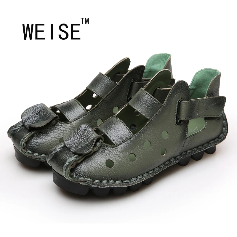 New Personality National Wind Retro Handmade Leather Sandals Female Literary Head Skin Baotou Hole Women