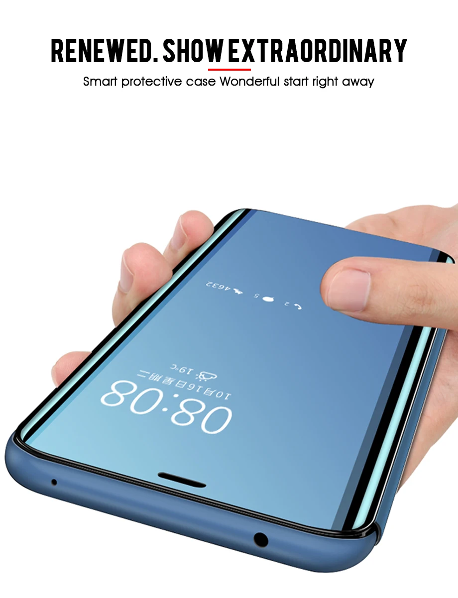 Умный зеркальный флип-чехол для samsung Galaxy A30 A50 A10 S8 S9 Plus Note 9 8 чехол для A3 A5 A7 A6 A8 плюс S7 крышка чехол s