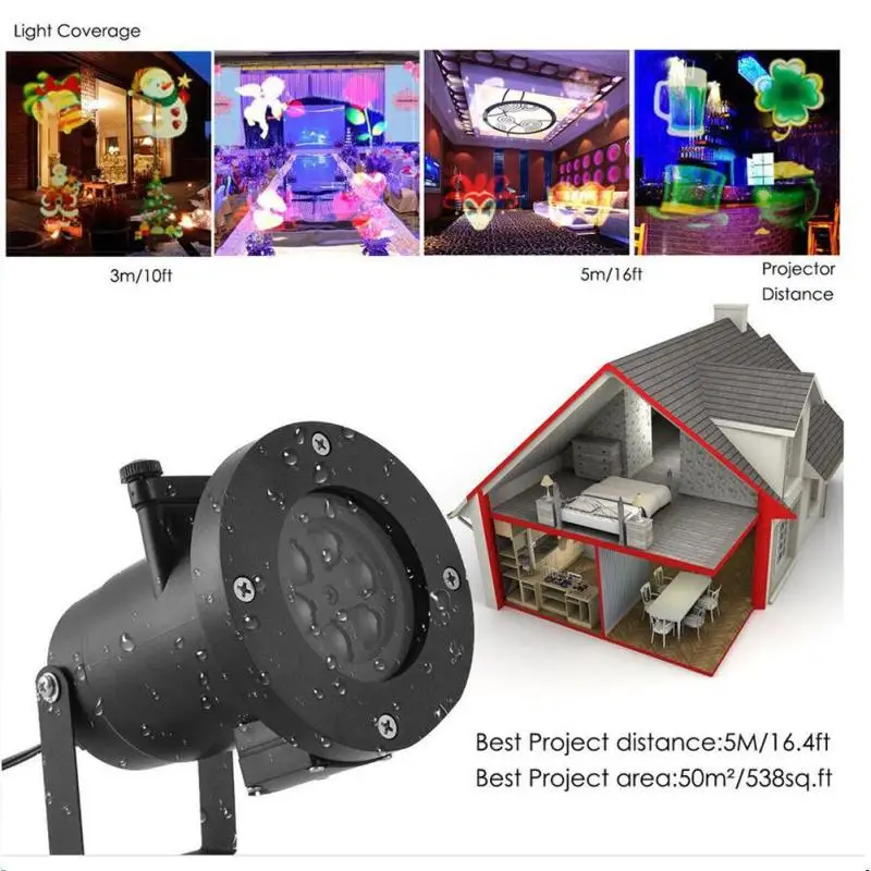 

16 Patterns RGB LED Projector Night Snowflake Garden Lawn Lamp Light Christmas Outdoor Holiday Landscape Decoration Lamp Z35