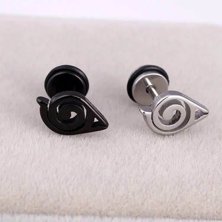 Горячая Распродажа Модные мужские серебряные золотые черные Наруто Аниме серьги из титановой стали полые панк комикс серьги вrincos бижутерия